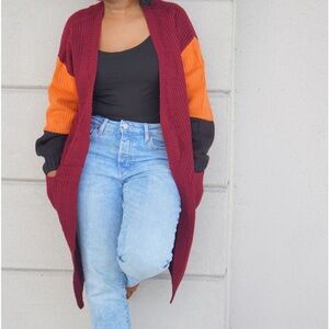 Colorblock Long Sleeve Cardigan